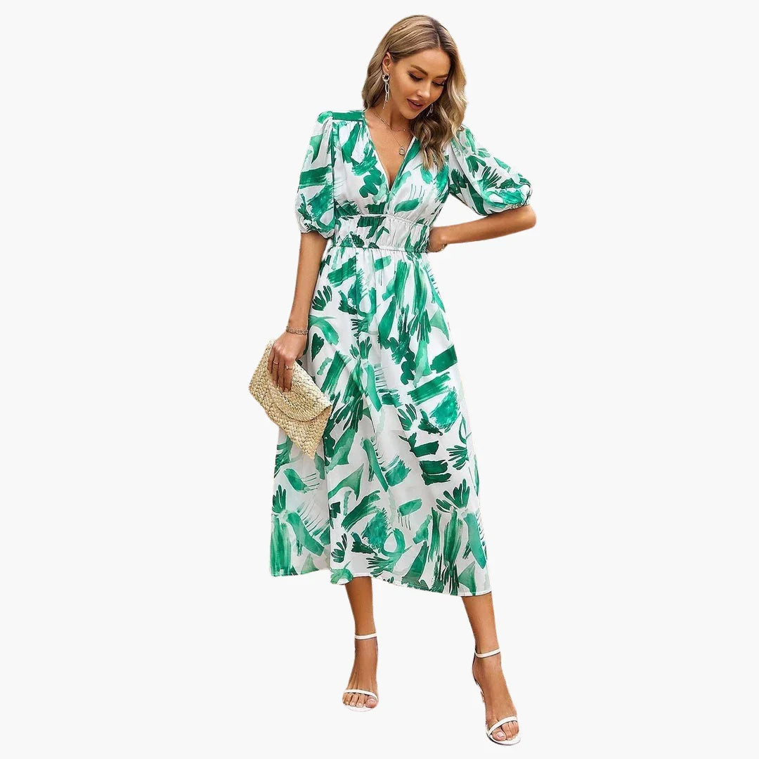Blumen Midikleid mit Puffärmeln für Damen