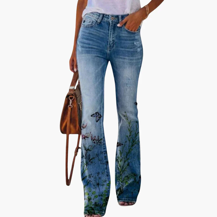 Geblümte Weitbein Hose für Damen