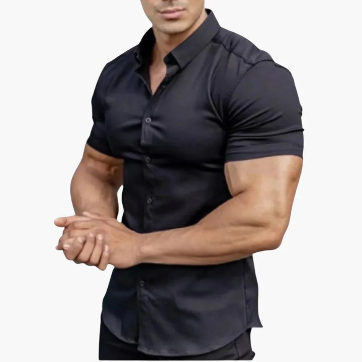 Slim Fit Kurzarmhemd mit Stehkragen für Herren