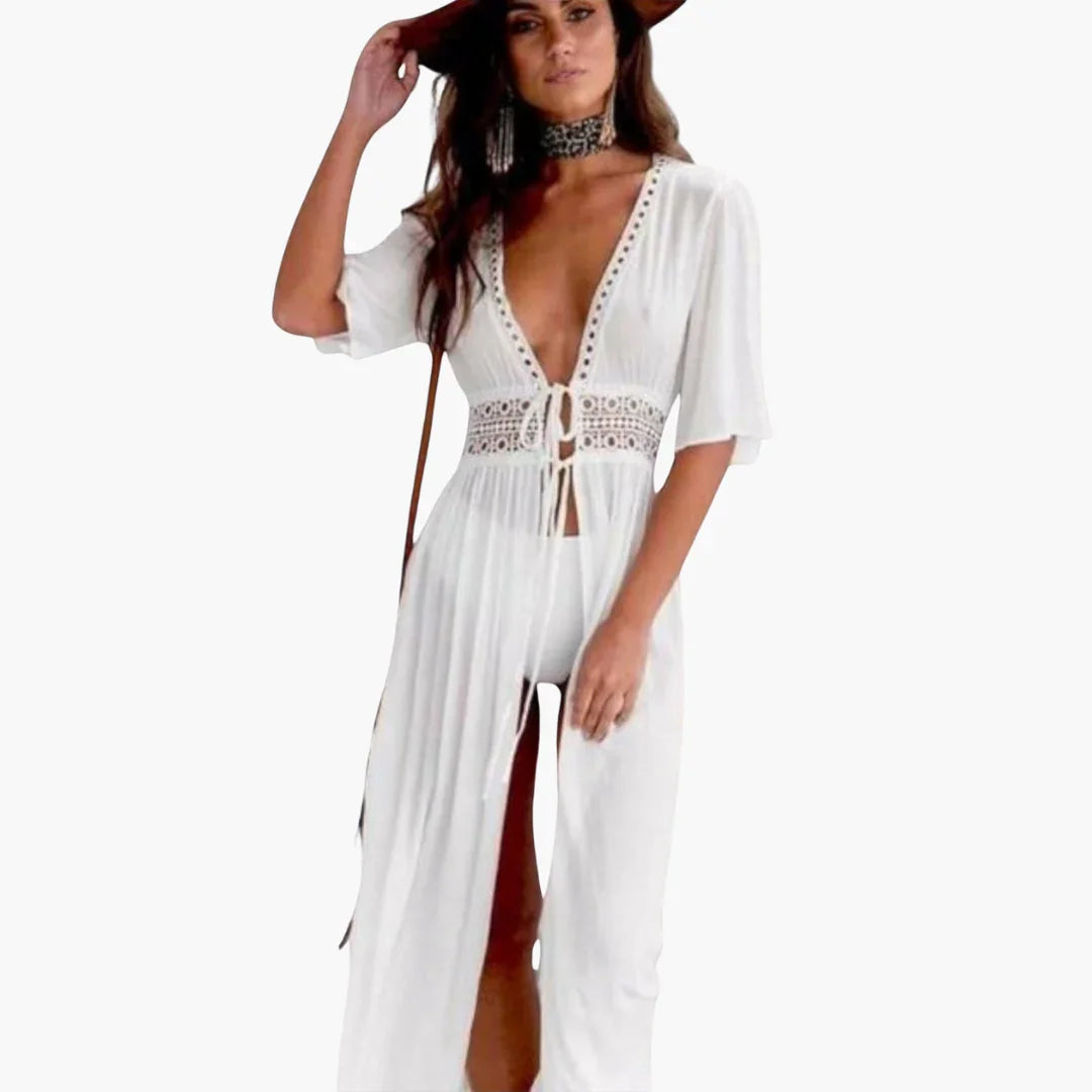 Spitzenakzent Midi Kleid für Damen