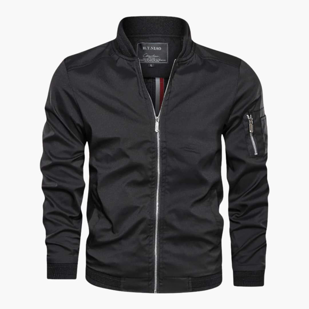Herren-Bomberjacke mit Reißverschluss und geripptem Saum