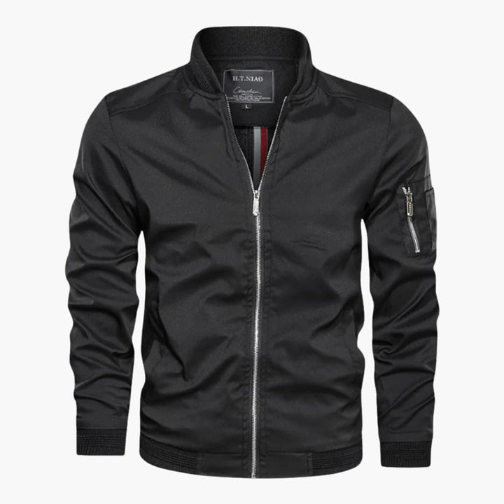 Herren-Bomberjacke mit Reißverschluss und geripptem Saum