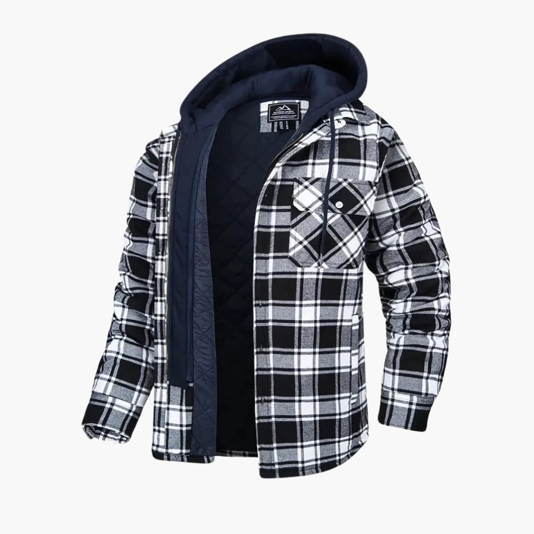 Männer Jacke mit Kapuze und Karomuster für Winter