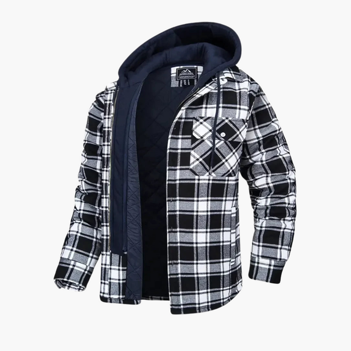 Männer Jacke mit Kapuze und Karomuster für Winter