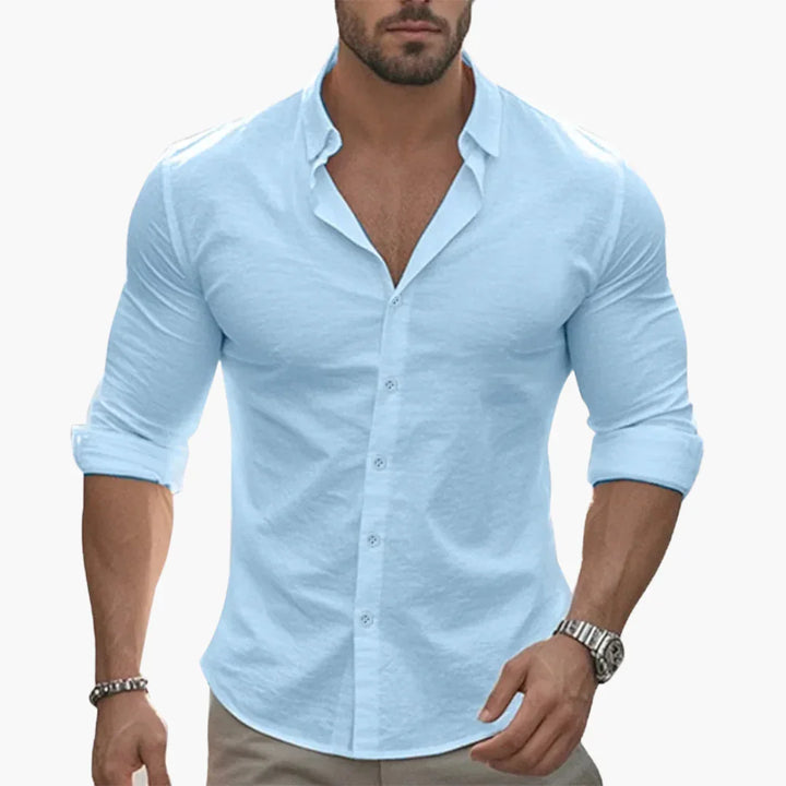 Slim Fit Langarmhemd mit Knöpfen für Herren