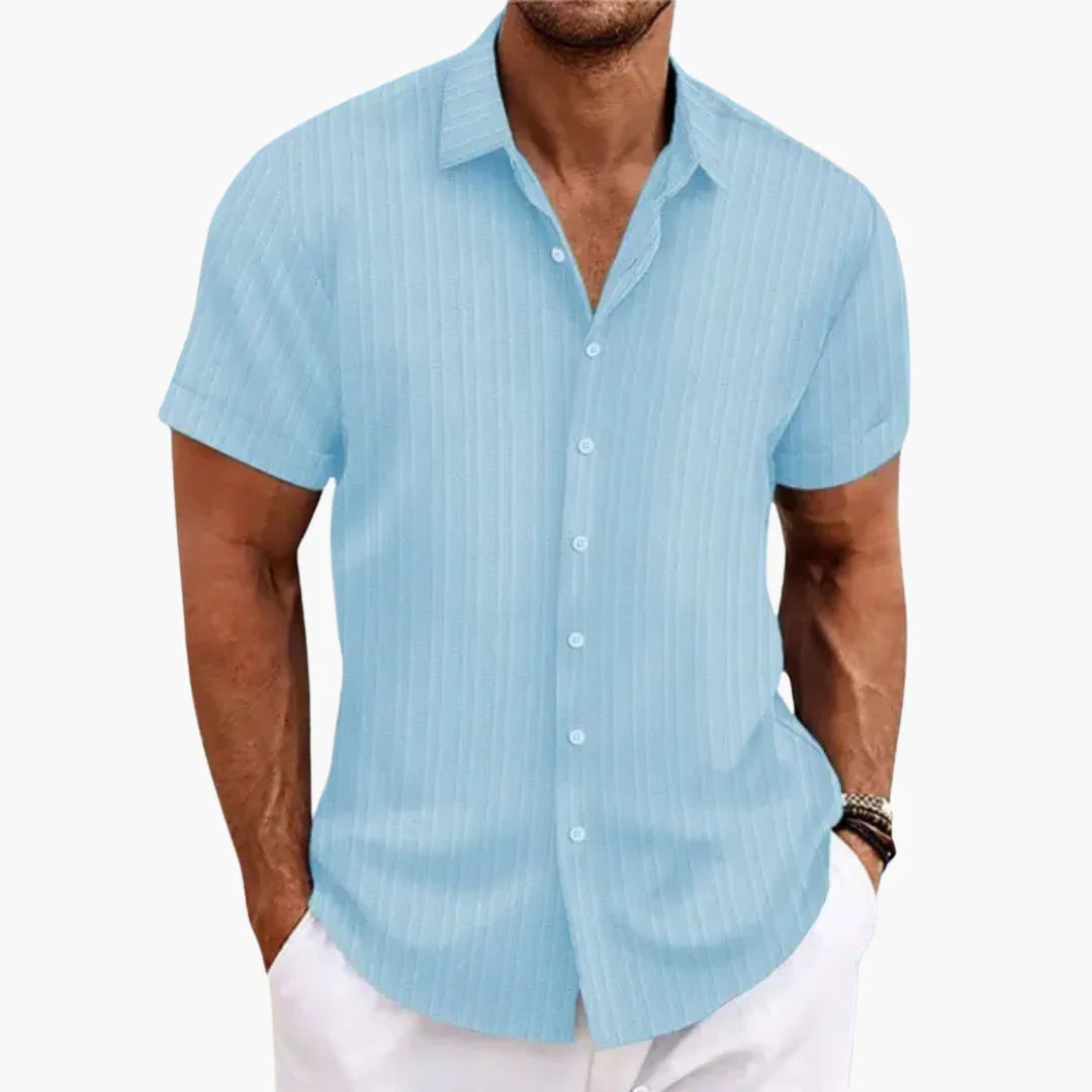 Gestreiftes Kurzarmhemd mit Reverskragen für Herren