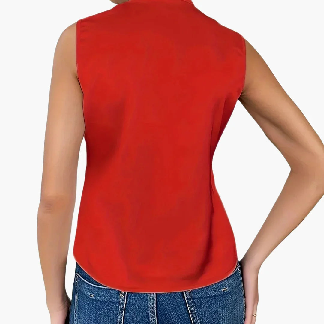 Ärmellose Wickelbluse mit Kragen für Damen - ModeMüller