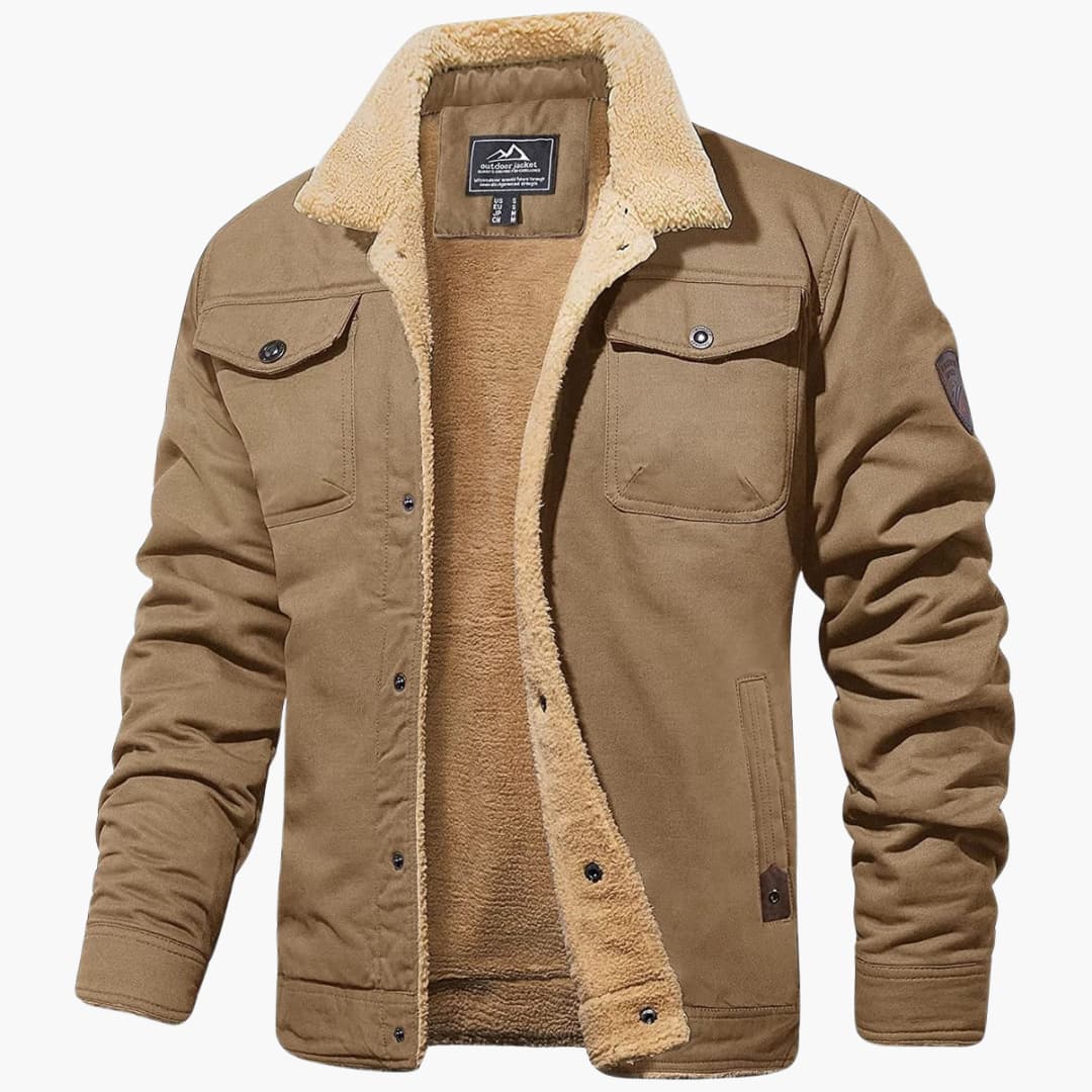 Herren jacke mit Sherpa-Kragen und Knopfverschluss