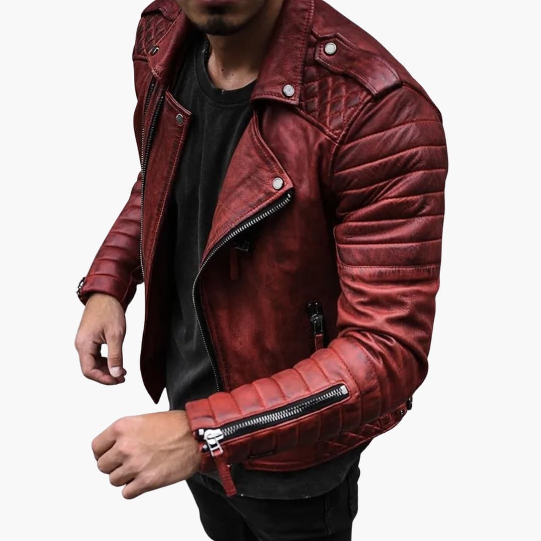 Herrenjacke mit Reißverschluss und gesteppten Ärmeln