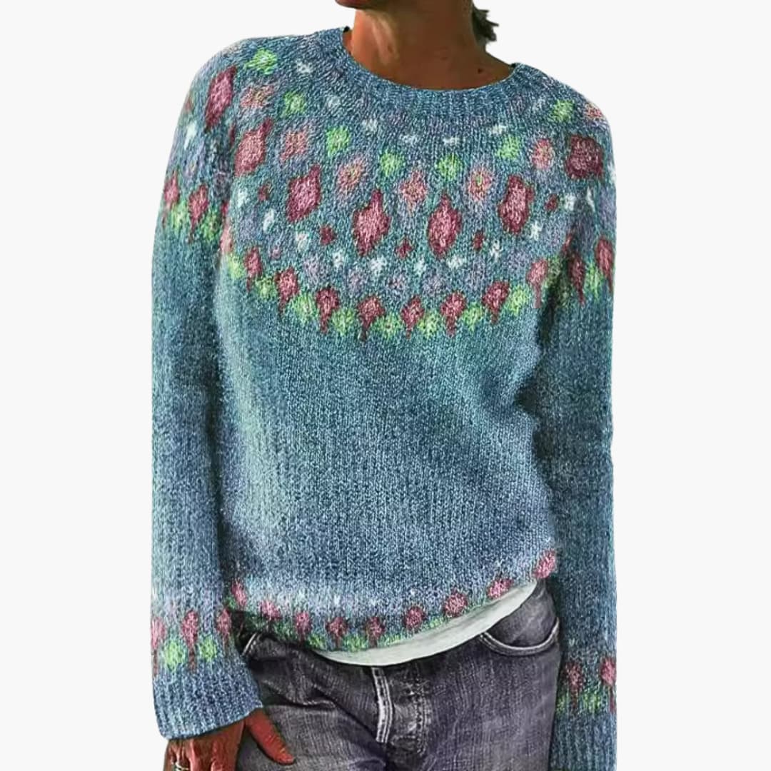 Damen pullover mit Rundhalsausschnitt und Strickmuster