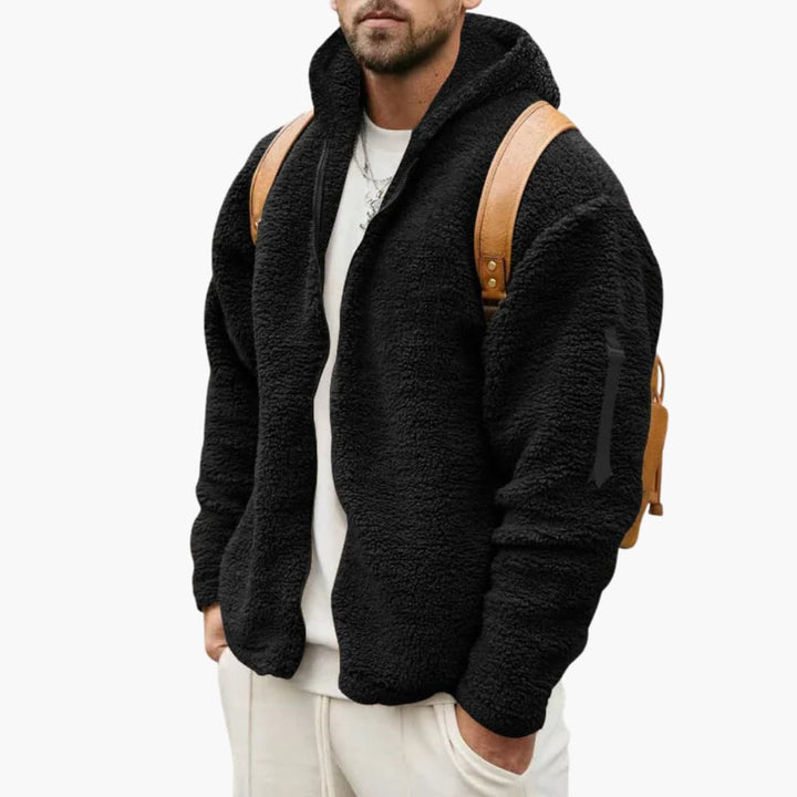 Herren Fleecejacke mit Kapuze und Reißverschluss
