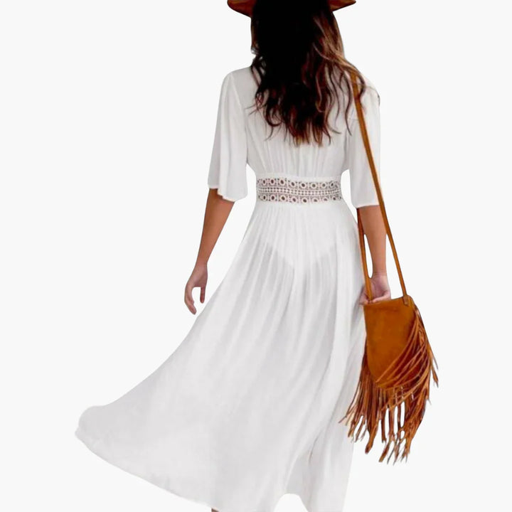 Spitzenakzent Midi Kleid für Damen