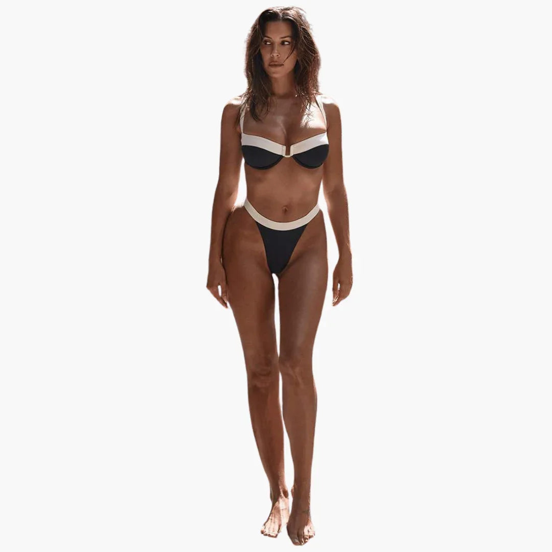 Zweiteiliger Farbblock-Bikini für Damen