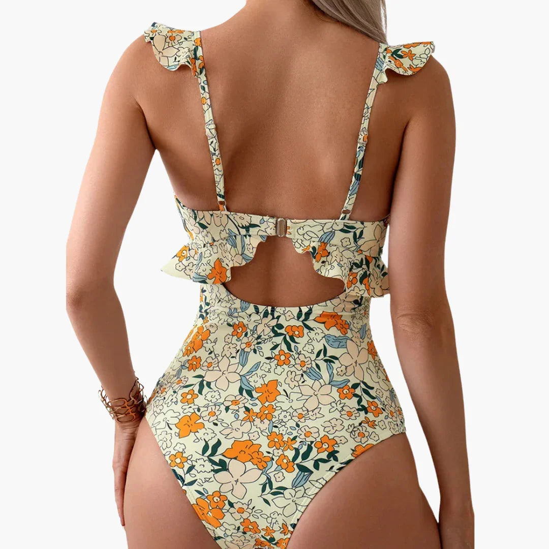 Rüschen Cut-Out Badeanzug für Damen