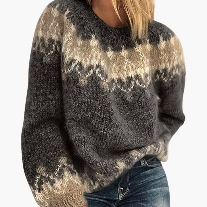 Damen-Strickpullover mit Rundhalsausschnitt und gemusterter Oberfläche