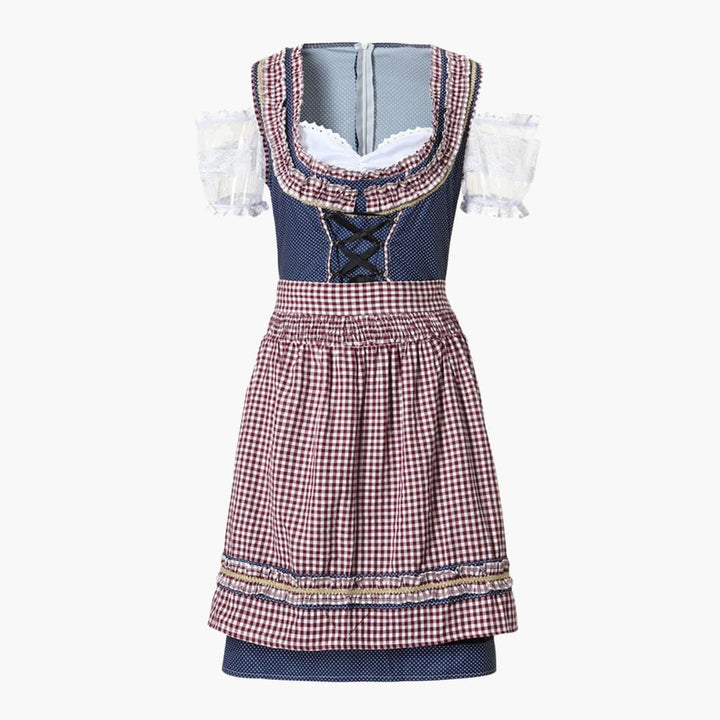 Damen Dirndl Kleid mit Karomuster und Schürze | Oktoberfest 2025