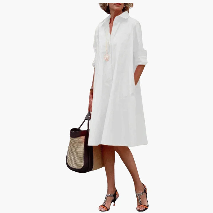 Kragen Shirtkleid mit Taschen für Damen