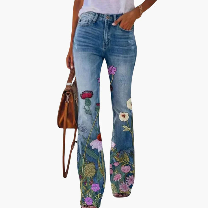 Geblümte Weitbein Hose für Damen