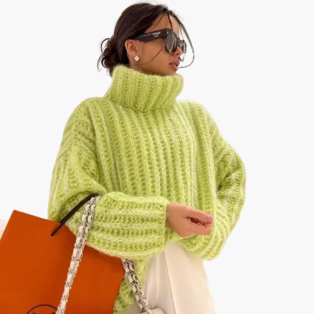 Damen pullover mit Rollkragen und langen Ärmeln