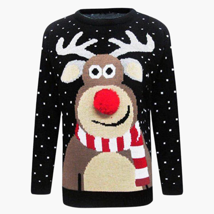 Damen Weihnachts-Pullover mit Rentier und Strukturdetails