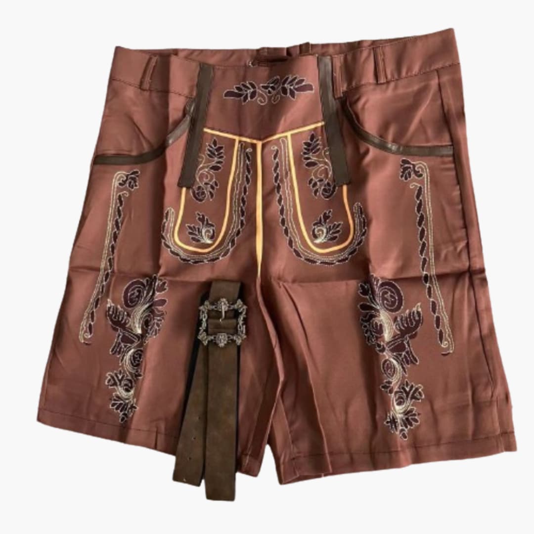Bestickte kurze Lederhose für Herren | Oktoberfest 2025