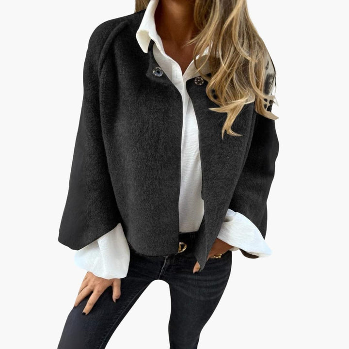 Damen Open Jacke mit Rundhalsausschnitt und langen Ärmeln