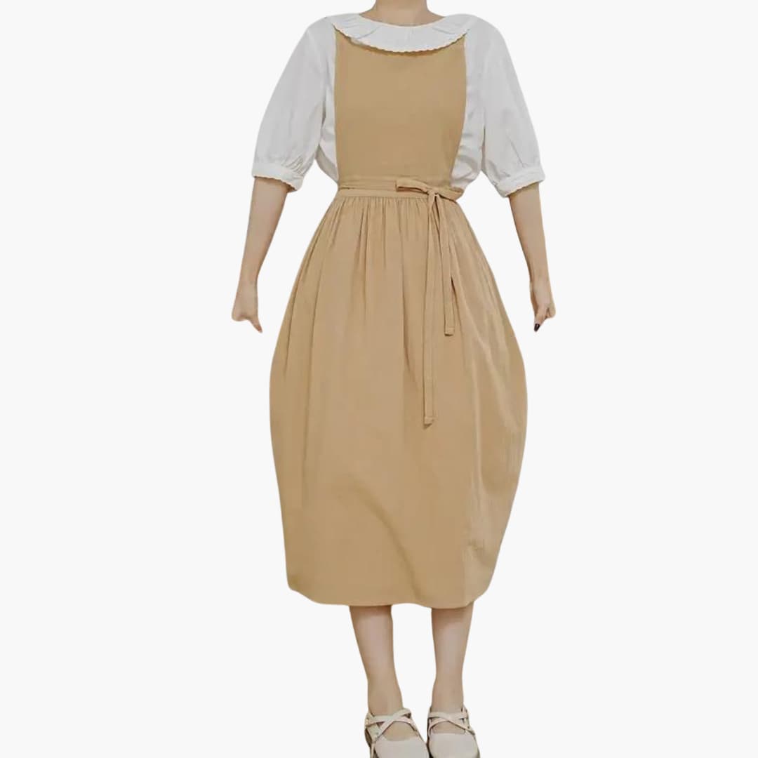 Damen Dirndl Kleid kurz mit Schürze und Knopfleiste | Oktoberfest 2025