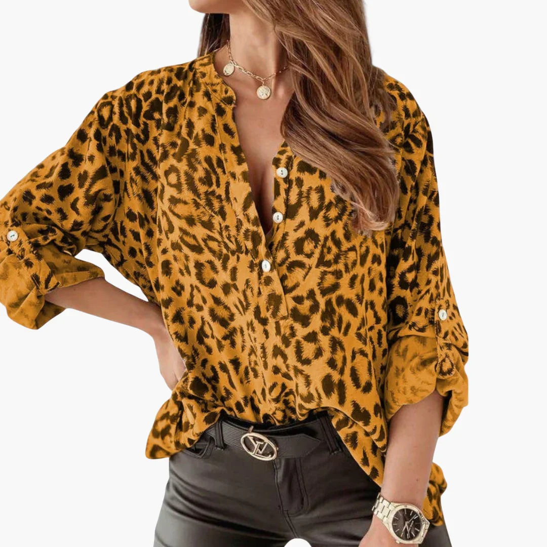 Leopardenmuster Bluse mit Ärmeln für Damen