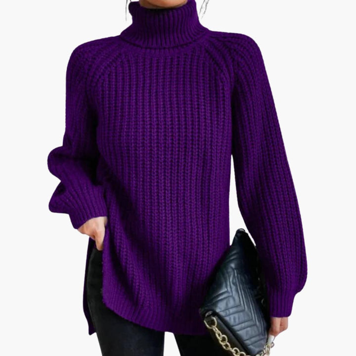 Damen-Strickpullover mit Rollkragen und langen Ärmeln