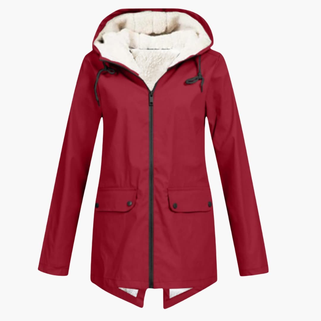 Damen Trenchcoat mit Kapuze, Reißverschluss und Fronttaschen