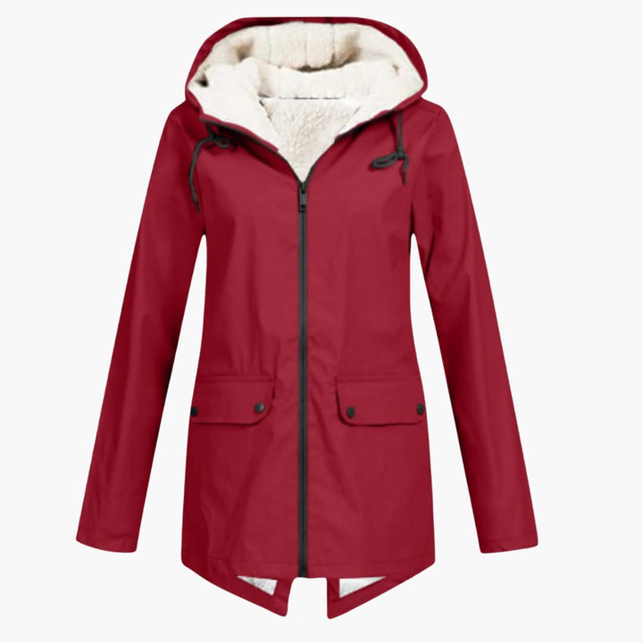 Damen Trenchcoat mit Kapuze, Reißverschluss und Fronttaschen