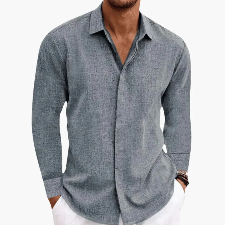 Slim Fit Langarmhemd mit Knopfleiste für Herren