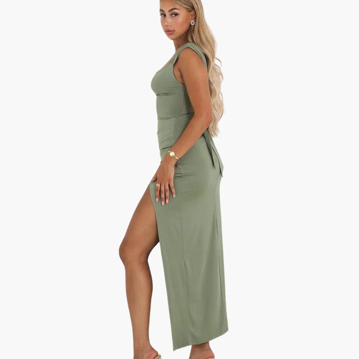 Gerüschtes Abendkleid mit Schlitz für Damen