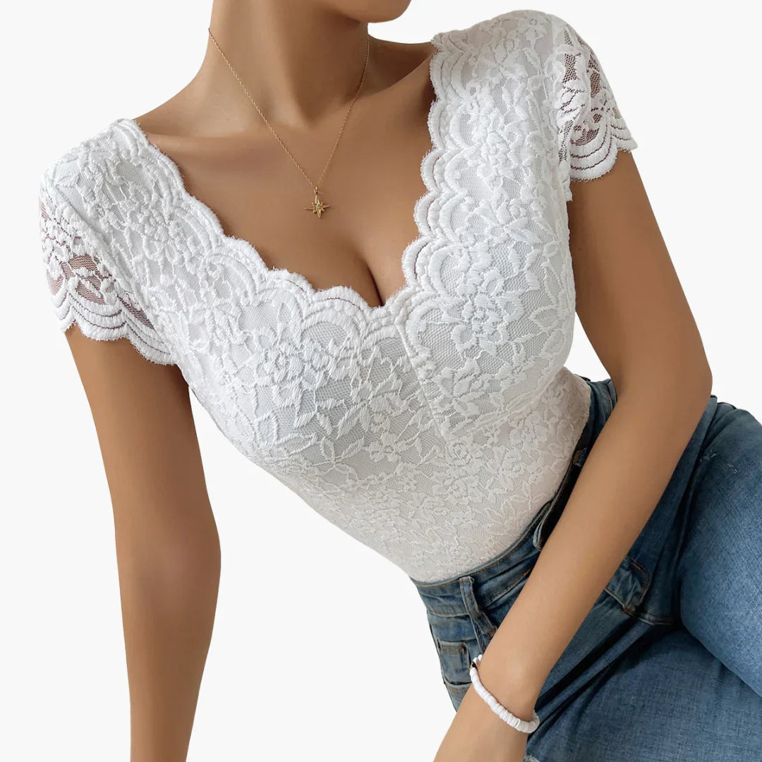 Spitzen V-Ausschnitt Body für Damen