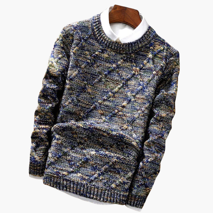 Herrenpullover mit Rundhalsausschnitt und Strickmuster