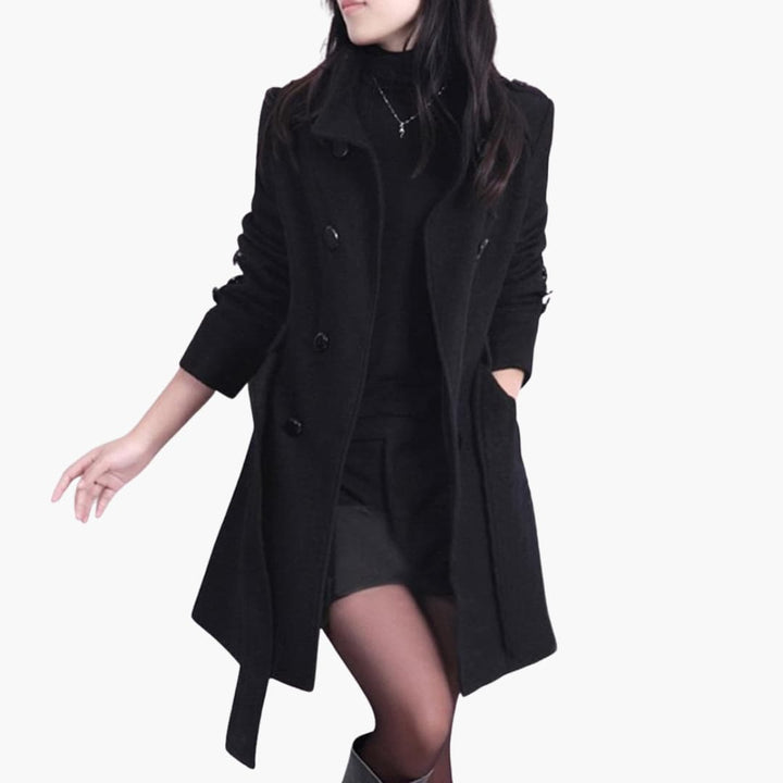 Damen-Trenchcoat mit Doppelknopf Verschluss und Taillengürtel