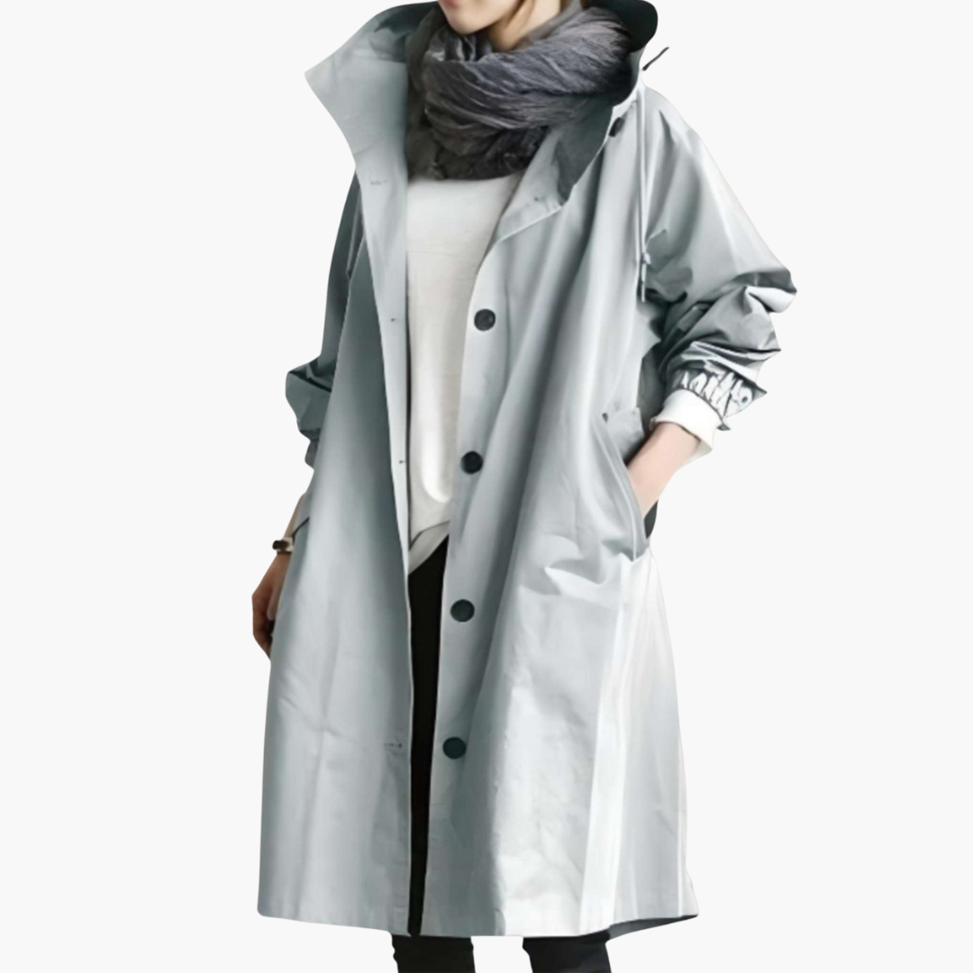 Damen Trenchcoat mit Kapuze und Schutz vor Nässe