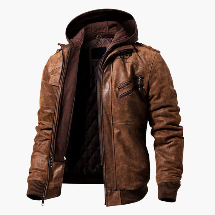 Herrenjacke mit Reißverschluss vorne und angesetzter Kapuze