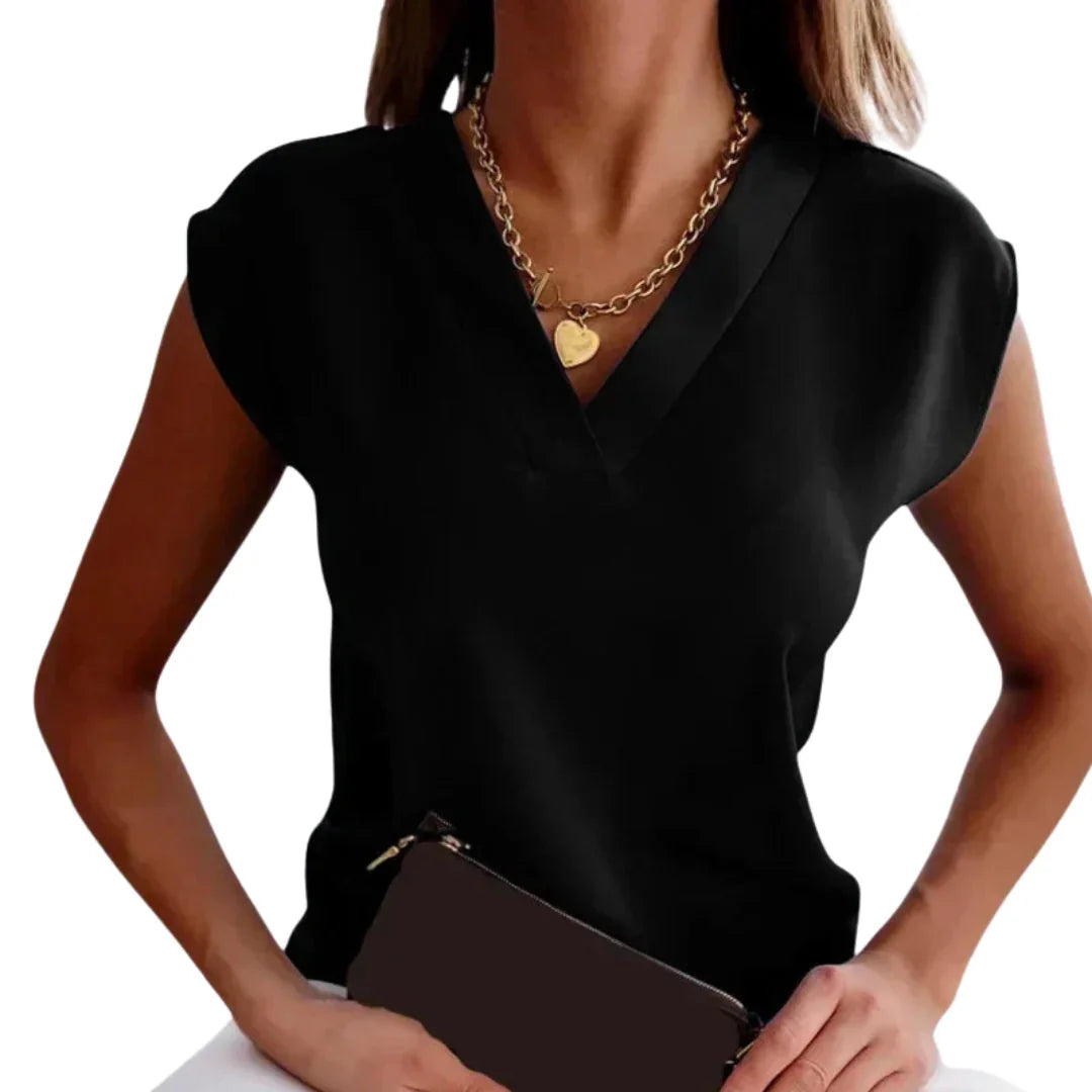 Gestreifte V-Ausschnitt Bluse für Damen