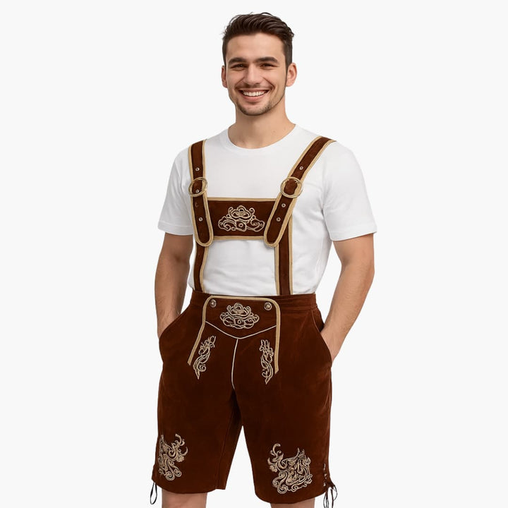Herren Hose kurz mit Stickerei und Hosenträgern | Oktoberfest 2025
