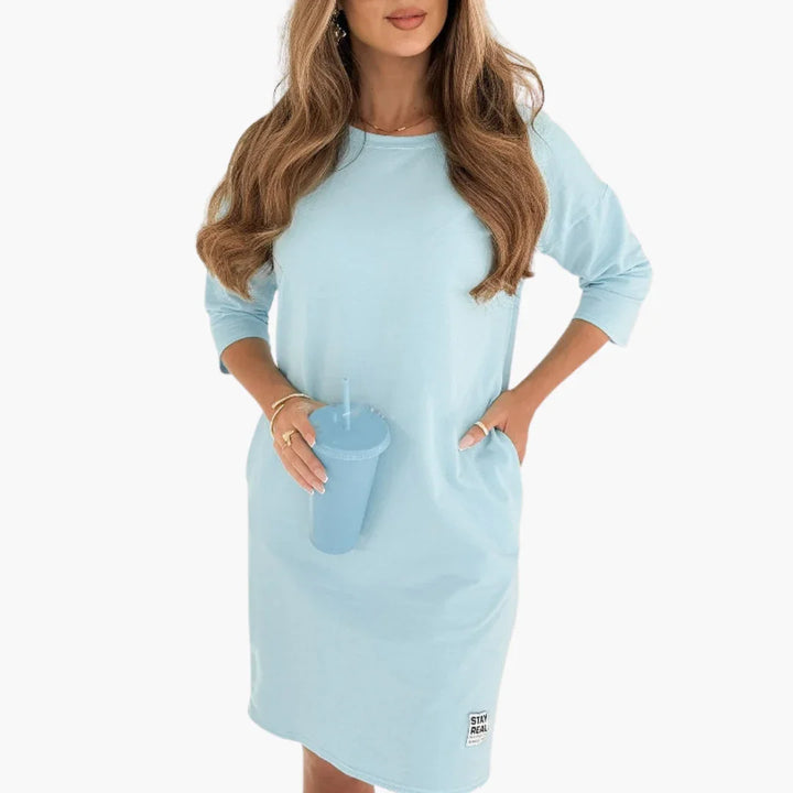 Kleid mit Taschen 3/4-Ärmel für Damen