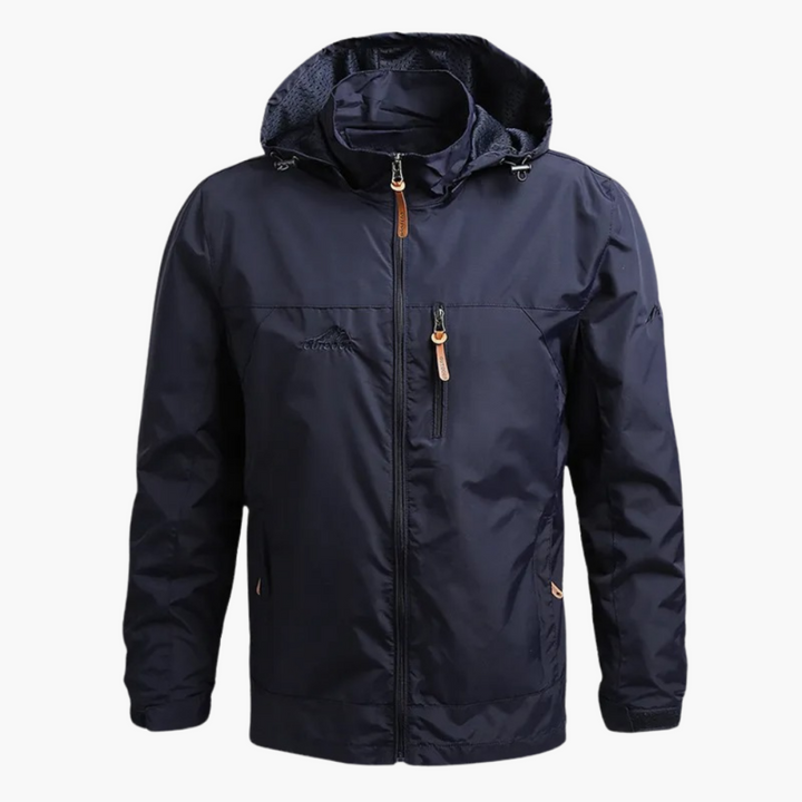 Herren Regenjacke mit Kapuze und Material für nasse Bedingungen