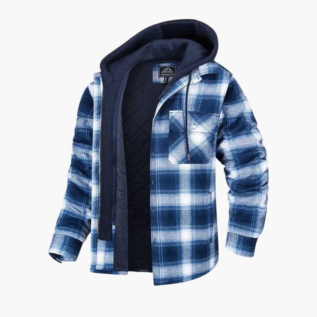 Männer Jacke mit Kapuze und Karomuster für Winter