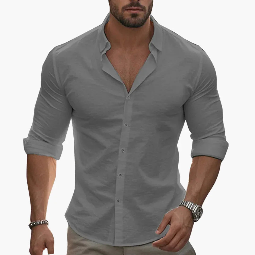 Slim Fit Langarmhemd mit Knöpfen für Herren
