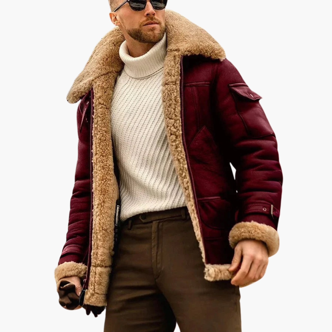 Herren jacke mit Umlegekragen und Fellsaum
