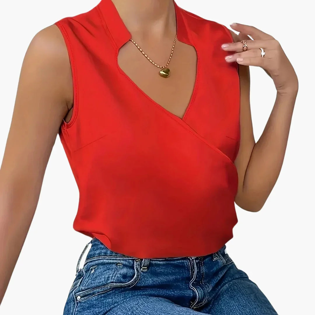 Ärmellose Wickelbluse mit Kragen für Damen - ModeMüller
