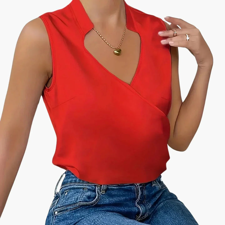Ärmellose Wickelbluse mit Kragen für Damen - ModeMüller