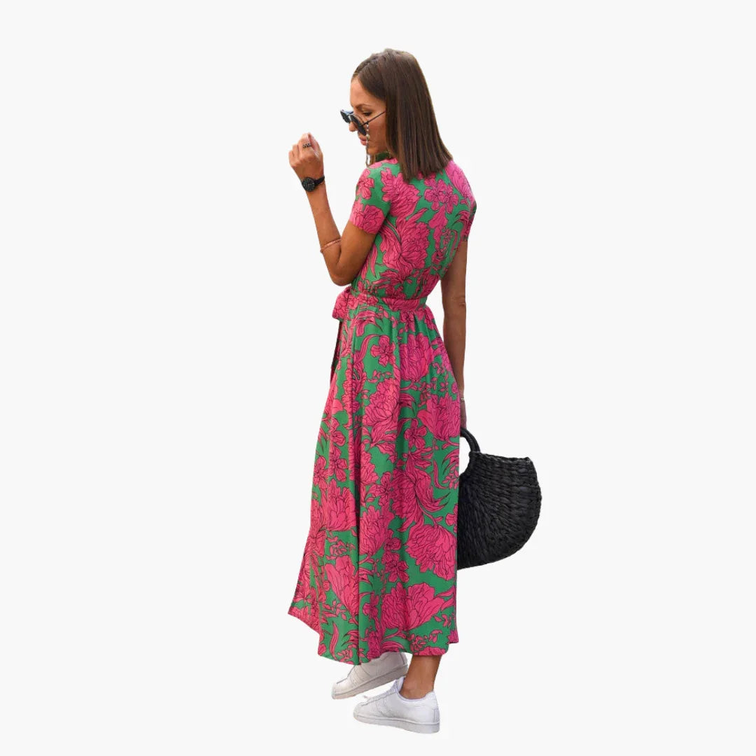 Wickeloptik Midikleid mit Gürtel für Damen