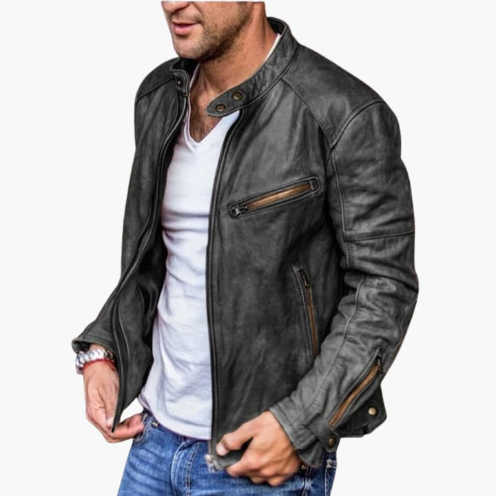 Herrenjacke mit Stehkragen und Reißverschlusstaschen