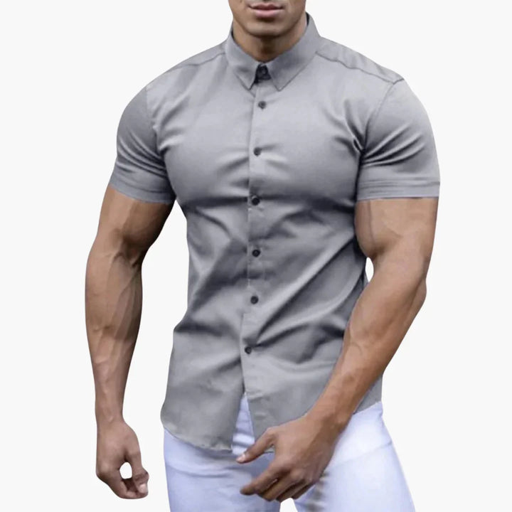 Slim Fit Kurzarmhemd mit Stehkragen für Herren